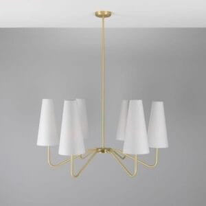 Para Modern Brass Chandelier with Fabric Shades, Six-Arm Uncategorized Fisherman's Lights UK