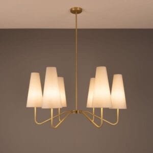 Para Modern Brass Chandelier with Fabric Shades, Six-Arm Uncategorized Fisherman's Lights UK