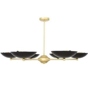 Newbury Chandelier | Modern 6 Arm Brass Light with Black Shades Uncategorized Fisherman's Lights UK