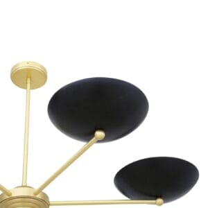 Newbury Chandelier | Modern 6 Arm Brass Light with Black Shades Uncategorized Fisherman's Lights UK