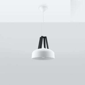 Casco Farmhouse Dome Pendant – White & Black