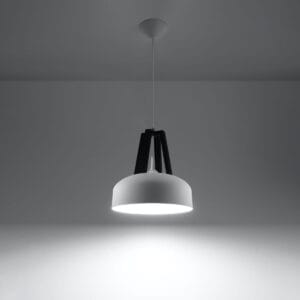 Casco Farmhouse Dome Pendant – White & Black