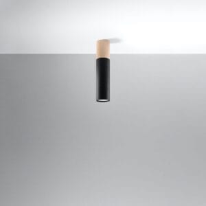 Pablo Farmhouse Wood-Accent Spotlight – Black