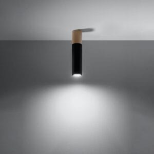 Pablo Farmhouse Wood-Accent Spotlight – Black