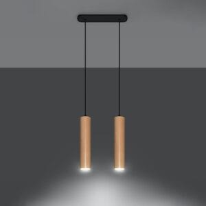 Lino Cottage Wood Cylinder Pendant – Twin