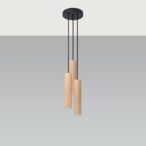 Lino Cottage Wood Cylinder Pendant – Three Light, Wide Spacing