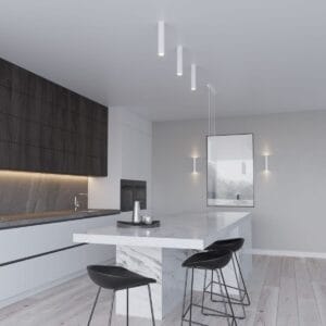 Lagos Farmhouse Cylinder Pendant – White, Three Light Cluster