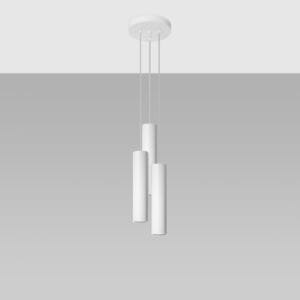 Lagos Farmhouse Cylinder Pendant – White, Three Light Cluster