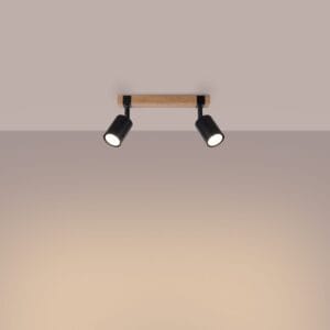 Fager Farmhouse Oak Bar Spotlight – Black, 2 Light
