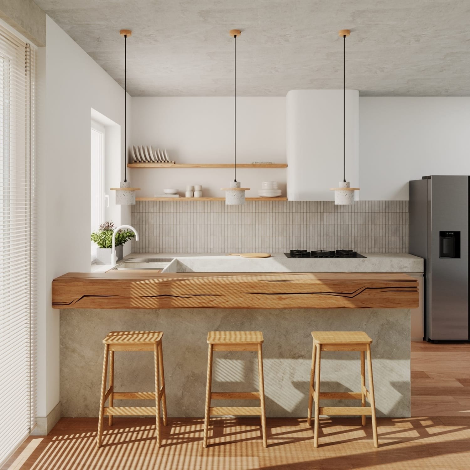 Mab Coastal Concrete & Wood Pendant Mab Coastal Concrete & Wood Pendant