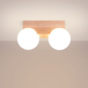 Bulbo Cottage Wood & Glass Light – Twin