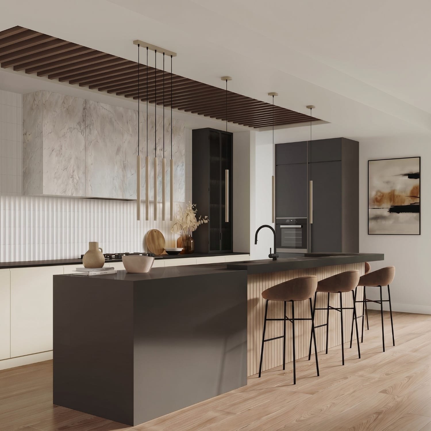 Pastelo Coastal Cylinder Pendant Cluster – Taupe k.jpg