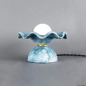 Rivale Blue Earth Table Lamp With Wavy Ceramic Shade