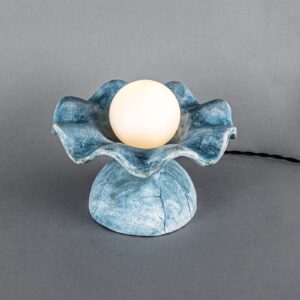 Rivale Blue Earth Table Lamp With Wavy Ceramic Shade