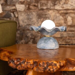 Rivale Blue Earth Table Lamp With Wavy Ceramic Shade