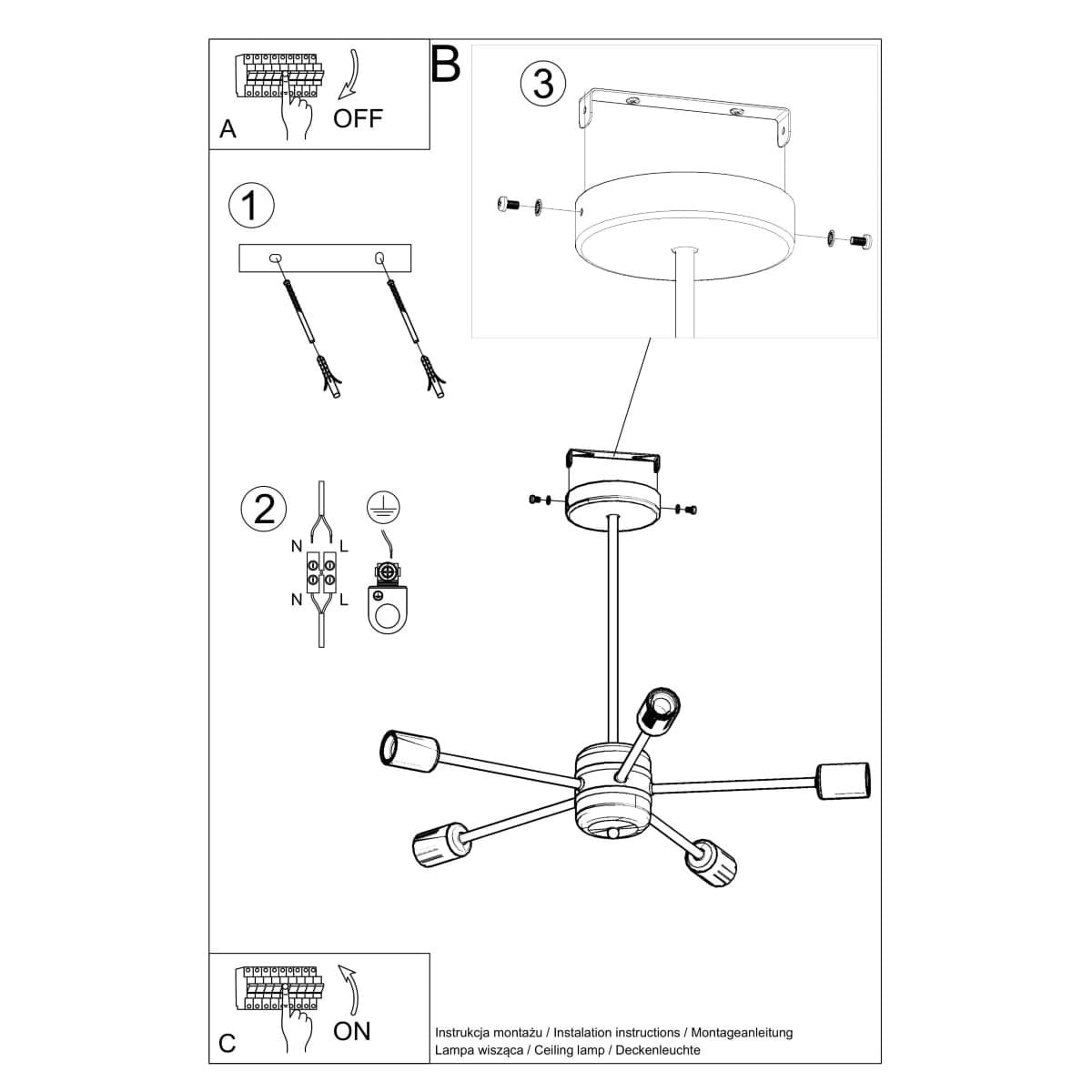 Multi Arm Ceiling Light Lango Five Light Black Multi Arm Ceiling Light Lango Five Light Black