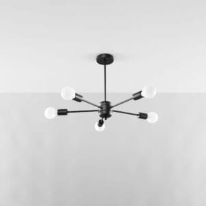 Multi Arm Ceiling Light Lango Five Light Black