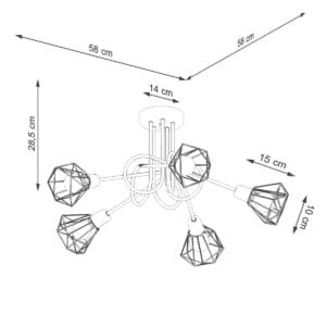 Multi Arm Ceiling Light Artemis Five Light Black