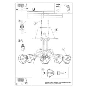 Multi Arm Ceiling Light Artemis Five Light Black