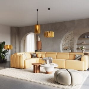 Mula Felt Pendant Light 45cm - Yellow