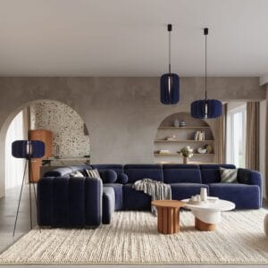 Mula Felt Pendant Light 45cm - Navy