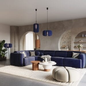Mula Felt Pendant Light 45cm - Navy