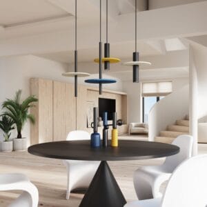 Feltro Felt Disc Pendant Light - Black / Yellow