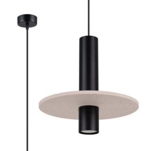 Pelta Felt Disc Pendant Light - Black / Natural
