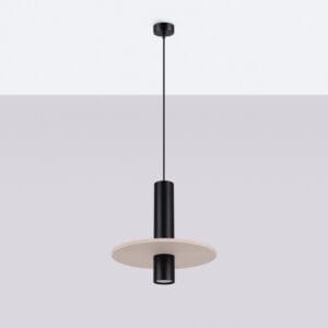 Pelta Felt Disc Pendant Light - Black / Natural