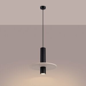 Pelta Felt Disc Pendant Light - Black / Natural