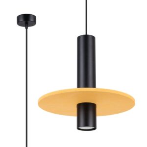 Pelta Felt Disc Pendant Light - Black / Yellow