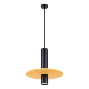 Pelta Felt Disc Pendant Light - Black / Yellow