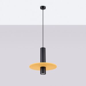 Pelta Felt Disc Pendant Light - Black / Yellow