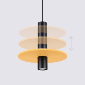 Pelta Felt Disc Pendant Light - Black / Yellow