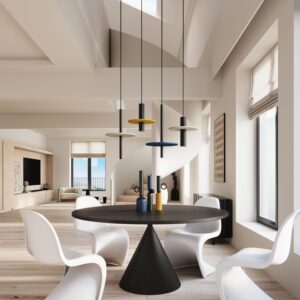 Pelta Felt Disc Pendant Light - Black / Navy