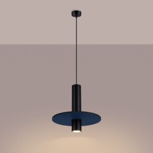 Pelta Felt Disc Pendant Light - Black / Navy