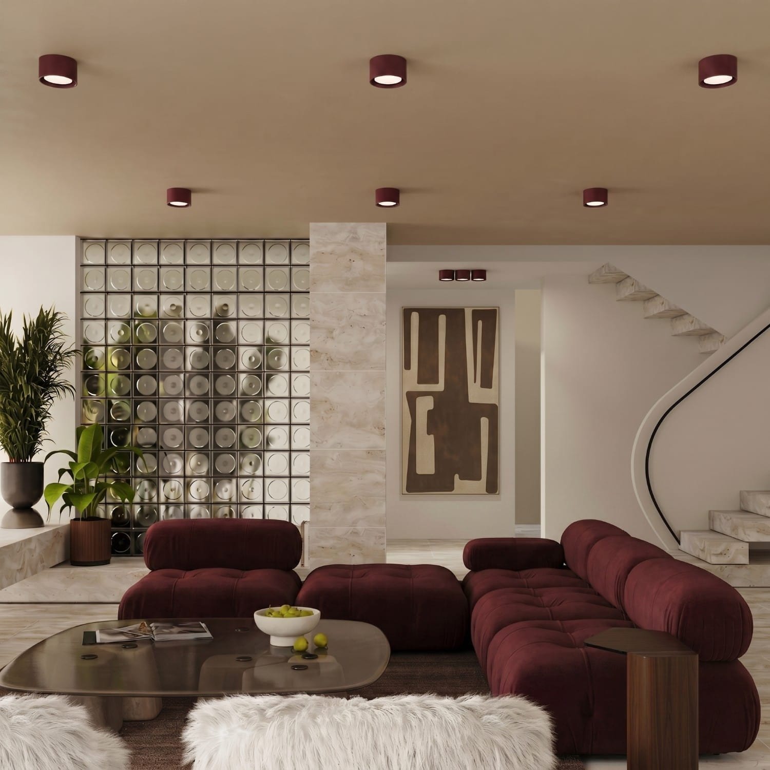 MODO 1 Burgundy Ceiling Light Modo 1 Burgundy Ceiling Light