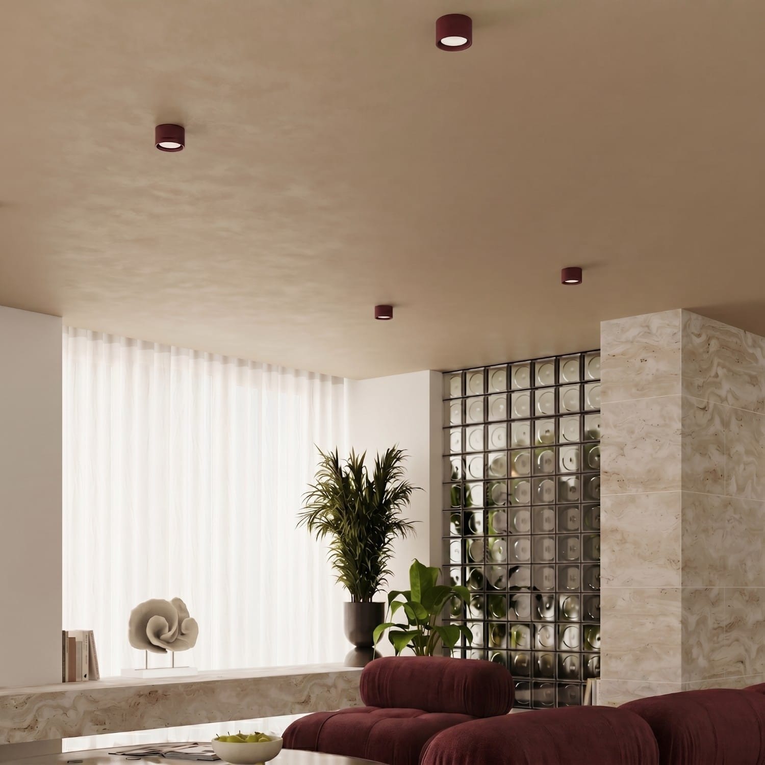 MODO 1 Burgundy Ceiling Light Modo 1 Burgundy Ceiling Light