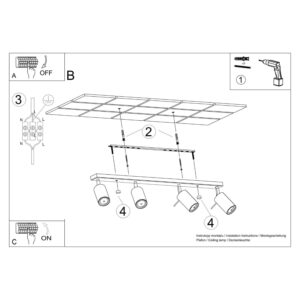 Ring 4-Light Ceiling Bar - Azure