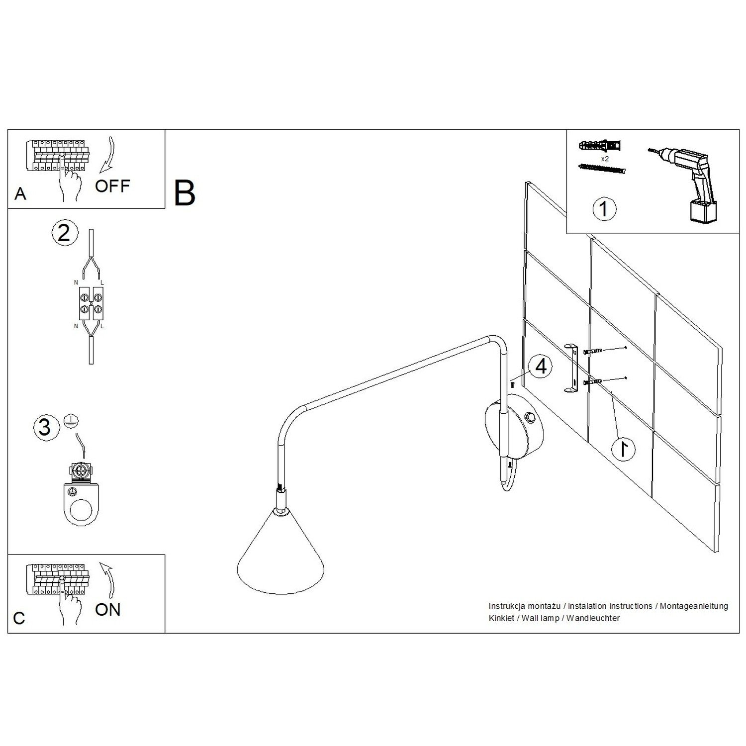 Wall Lamp Nox 1 Azure with Switch Wall Lamp Nox 1 Azure With Switch