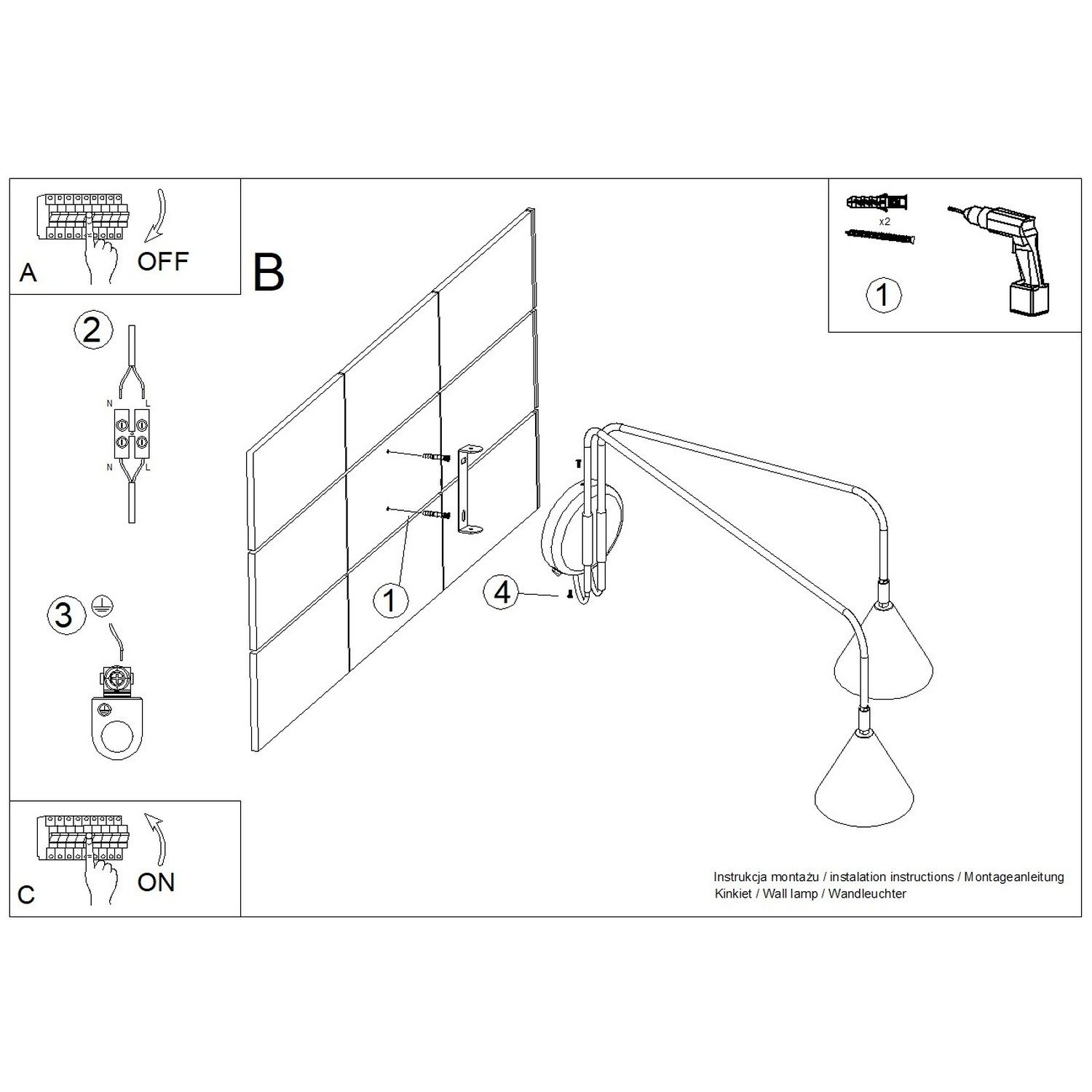 Wall Lamp Nox 2 Azure with Switch Wall Lamp Nox 2 Azure With Switch
